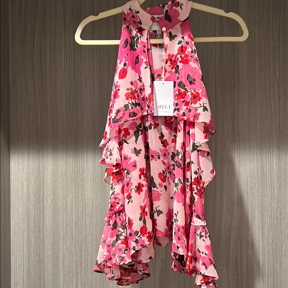 Pink Floral Halter Dress